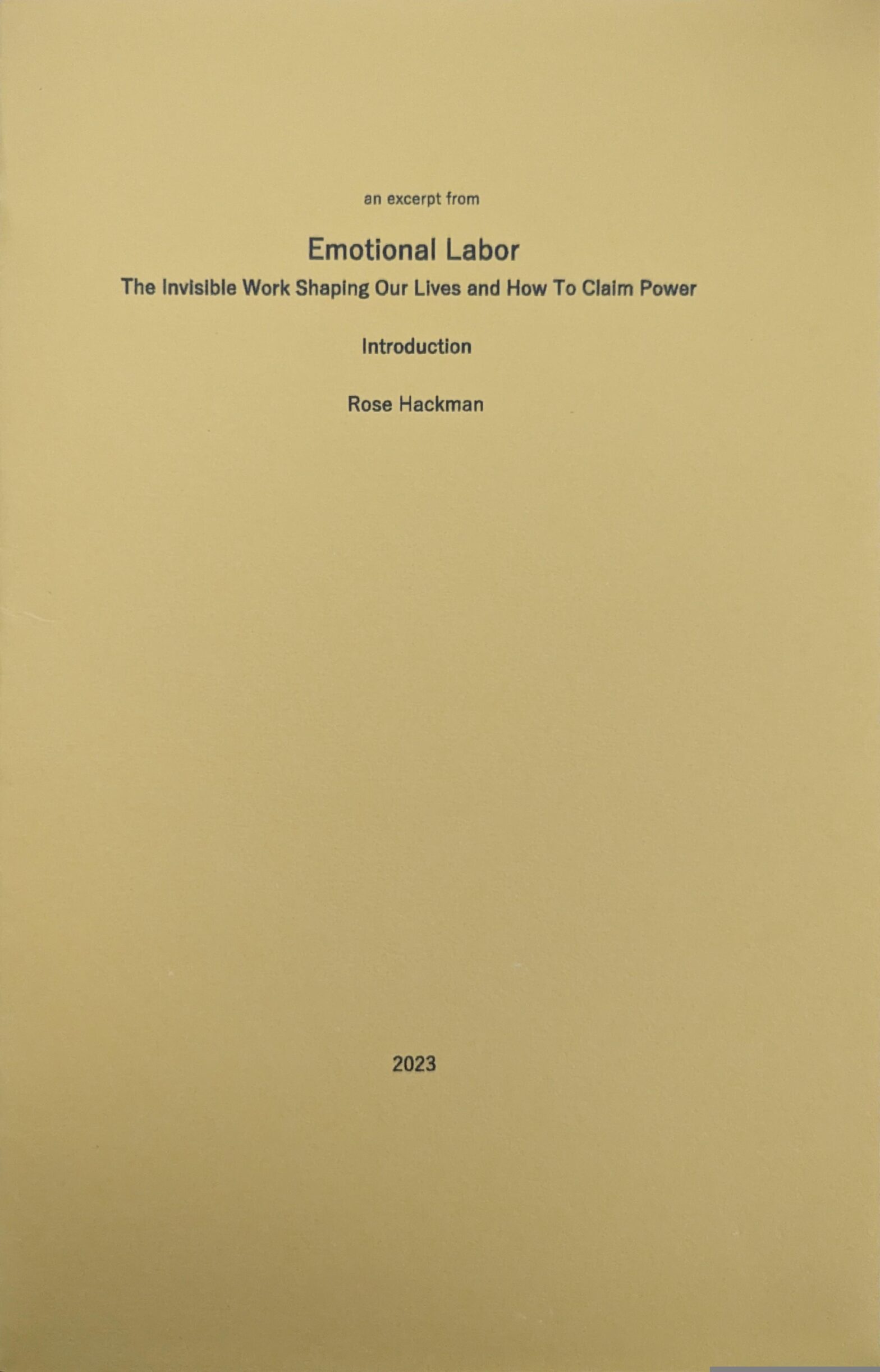 Emotional Labor – Introduction