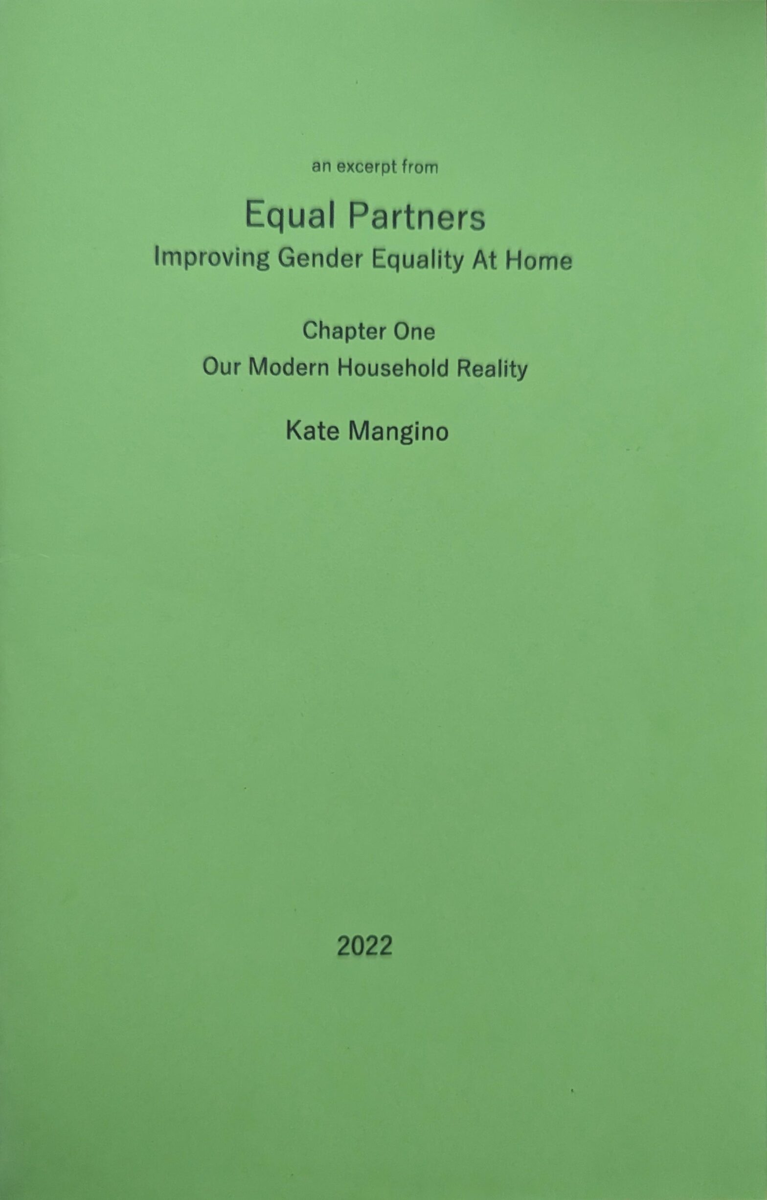 Equal Partners – Our Modern Household Reality